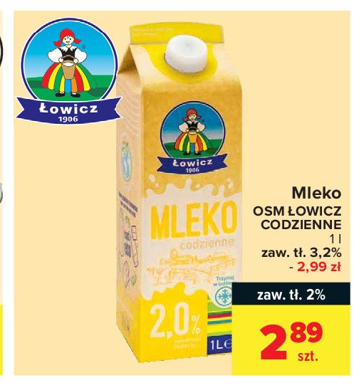 Mleko codzienne 3.2 % Łowicz 1906 łowickie promocja