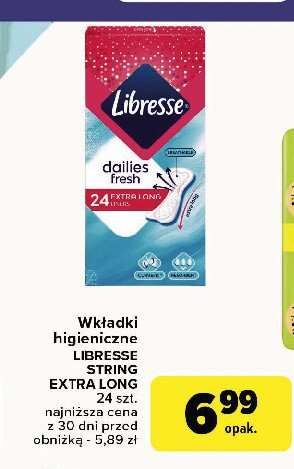 Wkładki higieniczne extra long Libresse daily fresh promocja