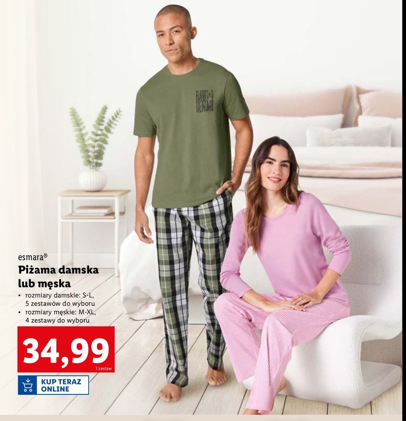 Piżama damska s-l Esmara promocja w Lidl