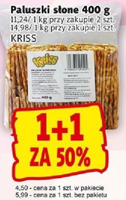 Paluszki słone 400 g KRISS promocja w Prim Market