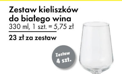 Zestaw kieliszków do białego wina 330 ml promocja w Tedi