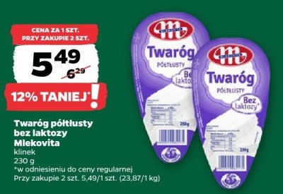 Twaróg półtłusty bez laktozy klinek promocja w Netto