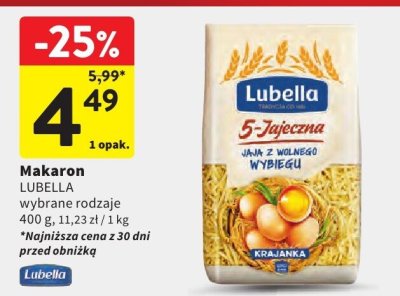 Makaron LUBELLA wybrane rodzaje promocja w Intermarche