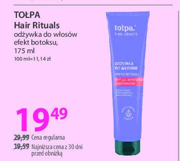 Odżywka do włosów efekt botoksu Tołpa hair rituals promocja w Hebe