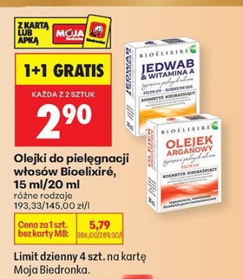 Olejek do pielęgnacji włosów Bioelixire, 15 ml promocja w Biedronka