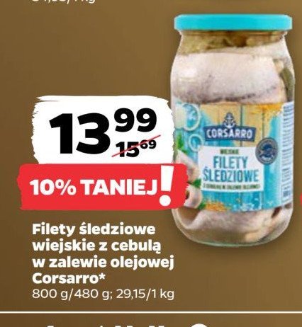 Filety śledziowe wiejskie z cebulką w zalewie olejowej Corsarro promocja