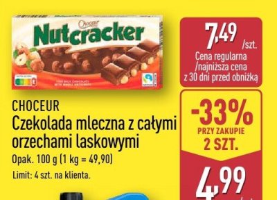 Czekolada mleczna Choceur z całymi orzechami laskowymi promocja w Aldi