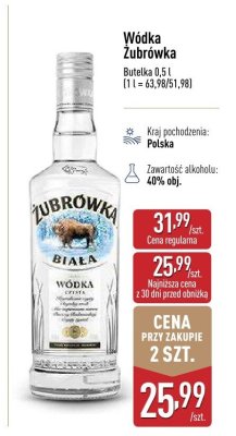 Wódka Żubrówka promocja w Aldi