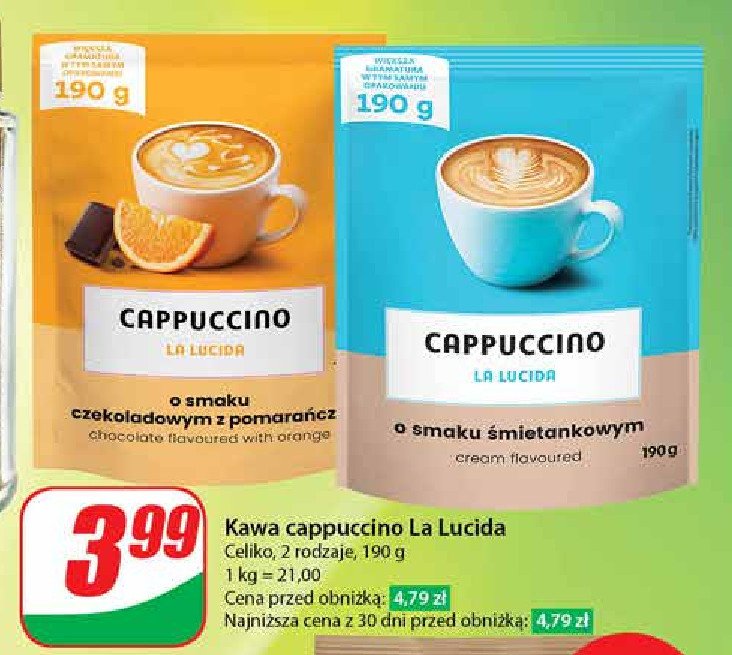 Cappuccino czekolada z pomarańczą La lucida cappuccino promocja