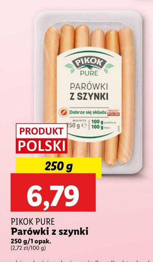 Parówki z szynki Pikok pure promocja