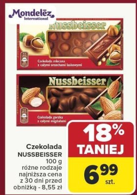 Czekolada NUSSBEISSER różne rodzaje promocja w Carrefour