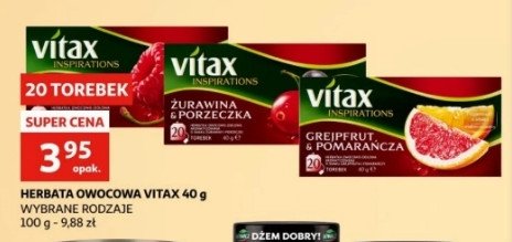 Herbata żurawina & porzeczka Vitax inspirations promocja