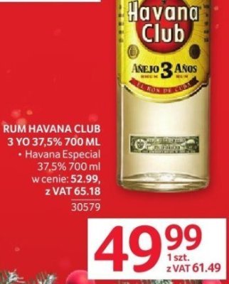 Rum Havana Club 3 YO 37,5% 700 ml promocja w Selgros