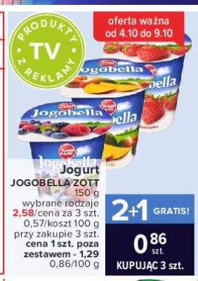 Jogurt truskawka Zott jogobella promocja