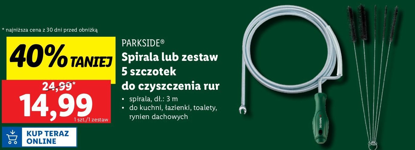 Szczotki do czyszczenia rur Parkside promocja w Lidl