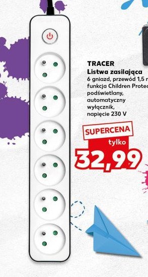 Listwa zasilająca 6g 1.5 m Tracer promocja