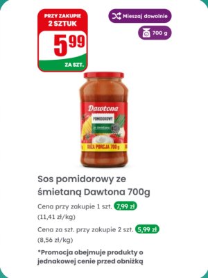 Sos pomidorowy ze śmietaną 700g promocja w Dino