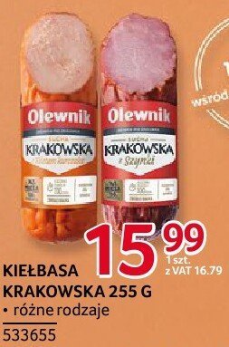 Kiełbasa krakowska Olewnik 255g różne rodzaje promocja w Selgros