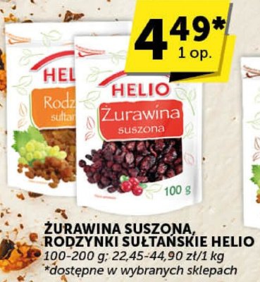 Żurawina suszona, rodzynki sułtańskie Helio promocja w Euro Sklep