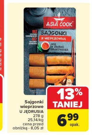 Sajgonki z wieprzowiną + sos Asia cook promocja w Carrefour