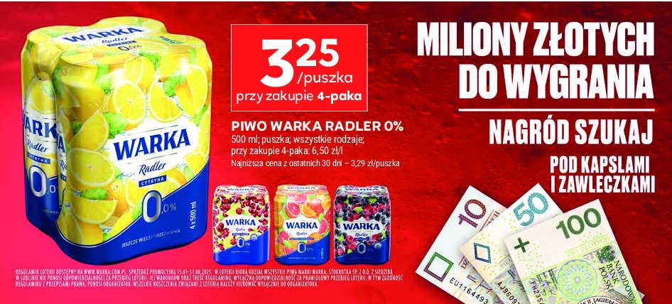 Piwo Warka radler grapefruit-pomarańcz 0% Grupa żywiec warka promocja