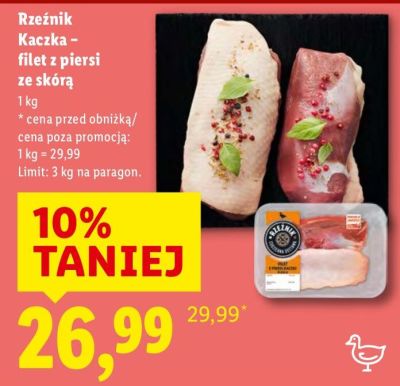 Mięso Rzeźnik Kaczka - filet z piersi ze skórą promocja w Lidl