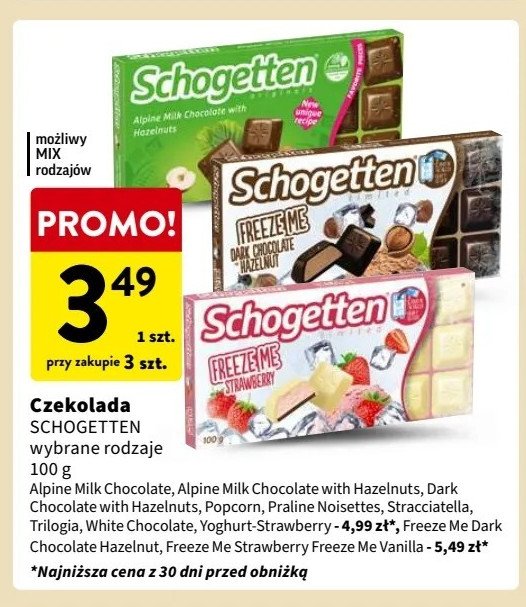 Czekolada triple choc Schogetten freeze me promocja