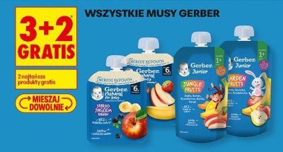 Mus wszystkie rodzaje 3+2 GRATIS Gerber promocja w Biedronka