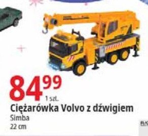 Ciężarówka volvo z dźwigiem 22 cm Simba promocja