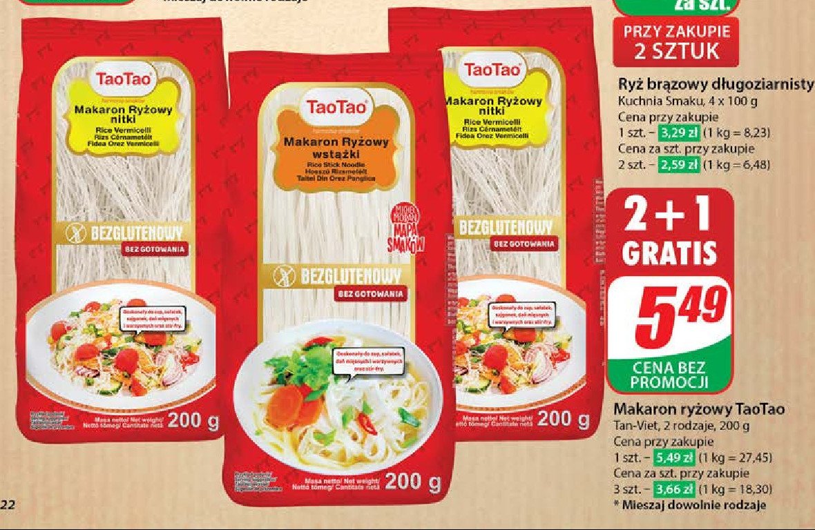 Makaron ryżowy wstążki Tao tao promocja