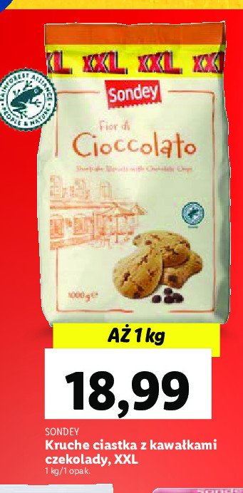 Ciastka kruche z kawa艂kami czekolady Sondey promocja