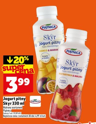 Jogurt pitny Skyr 330 ml Nektarynka & Malina Piątnica promocja w TOPAZ