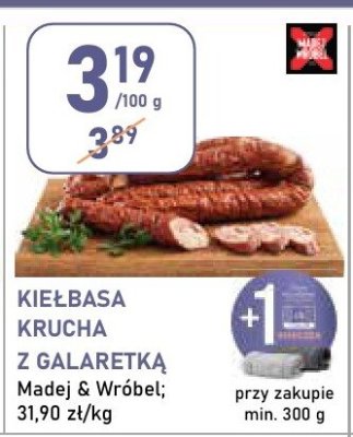 Kiełbasa krucha z galaretką Madej w Wróbel promocja w Stokrotka