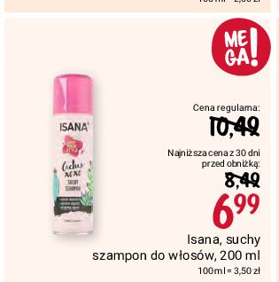 Szampon suchy do włosów struktura i objętość Isana hair professional promocja
