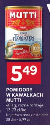 Pomidory w kawałkach MUTTI promocja w Stokrotka