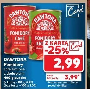 Pomidory krojone z bazylią i oregano Dawtona promocja