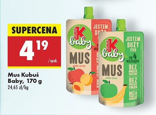 Mus jabłko-banan Kubuś baby promocja w Biedronka