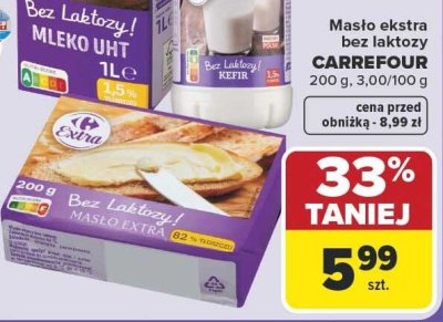 Masło ekstra bez laktozy CARREFOUR promocja w Carrefour