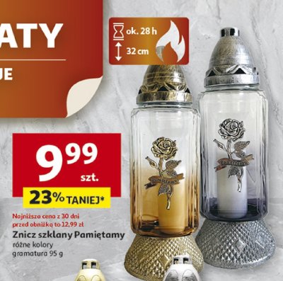 Znicz szklany Pamiętamy różne kolory gramatura 95 g promocja w Auchan