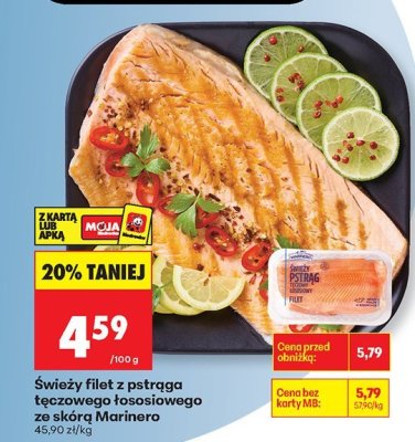 Świeży filet z pstrąga tęczowego łososiowego ze skórą  promocja w Biedronka