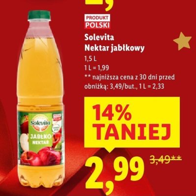 Nektar Solevita Nektar jabłkowy promocja w Lidl