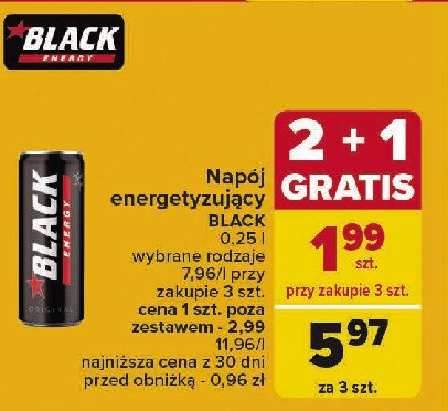 Napój energetyczny classic Black promocja w Carrefour Market