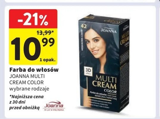 Farba do włosów 42 hebanowa czerń Joanna multi cream color promocja