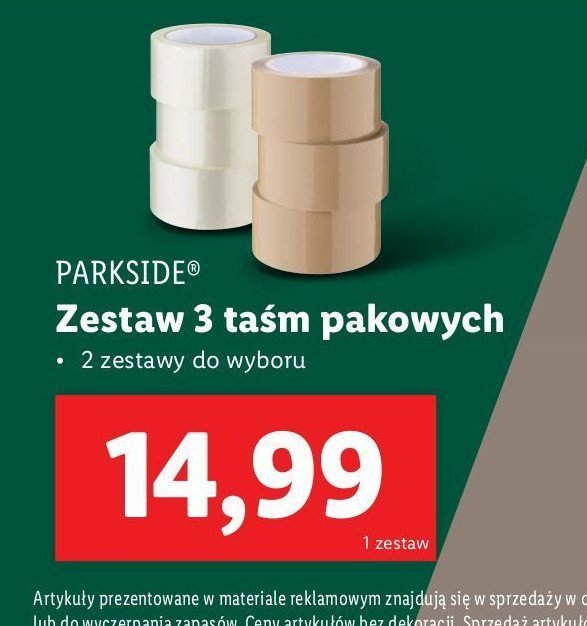 Zestaw taśm pakowych 66 m x 5 cm Parkside promocja