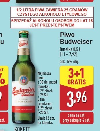 Piwo Budweiser promocja w Aldi