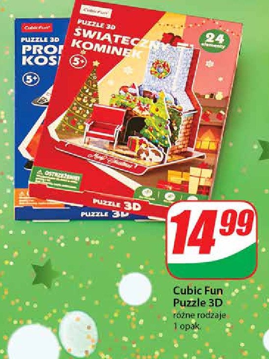 Puzzle świąteczny kominek Cubicfun promocja w Dino