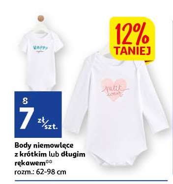 Body niemowlęce krótki rękaw 62-98 cm Auchan inextenso promocja