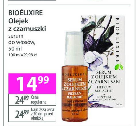 Serum do włosów z czarnuszką Bioelixire promocja