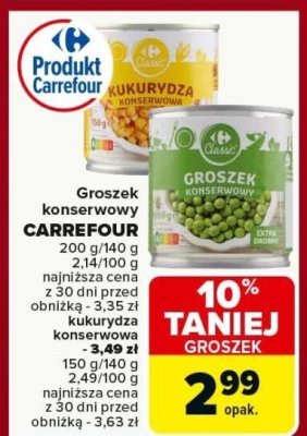 Groszek konserwowy CARREFOUR 200g/140g promocja w Carrefour