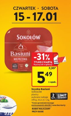 Szynka Basiuni wybrane rodzaje Sokołów promocja w Intermarche